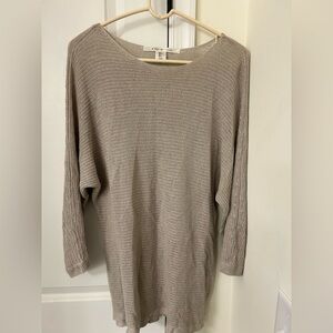 Max Studio Relaxed Knit Boatneck Sweater - Taupe. L